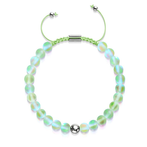 Émeraude | Argent | Bracelet de perles de macramé en verre de sirène